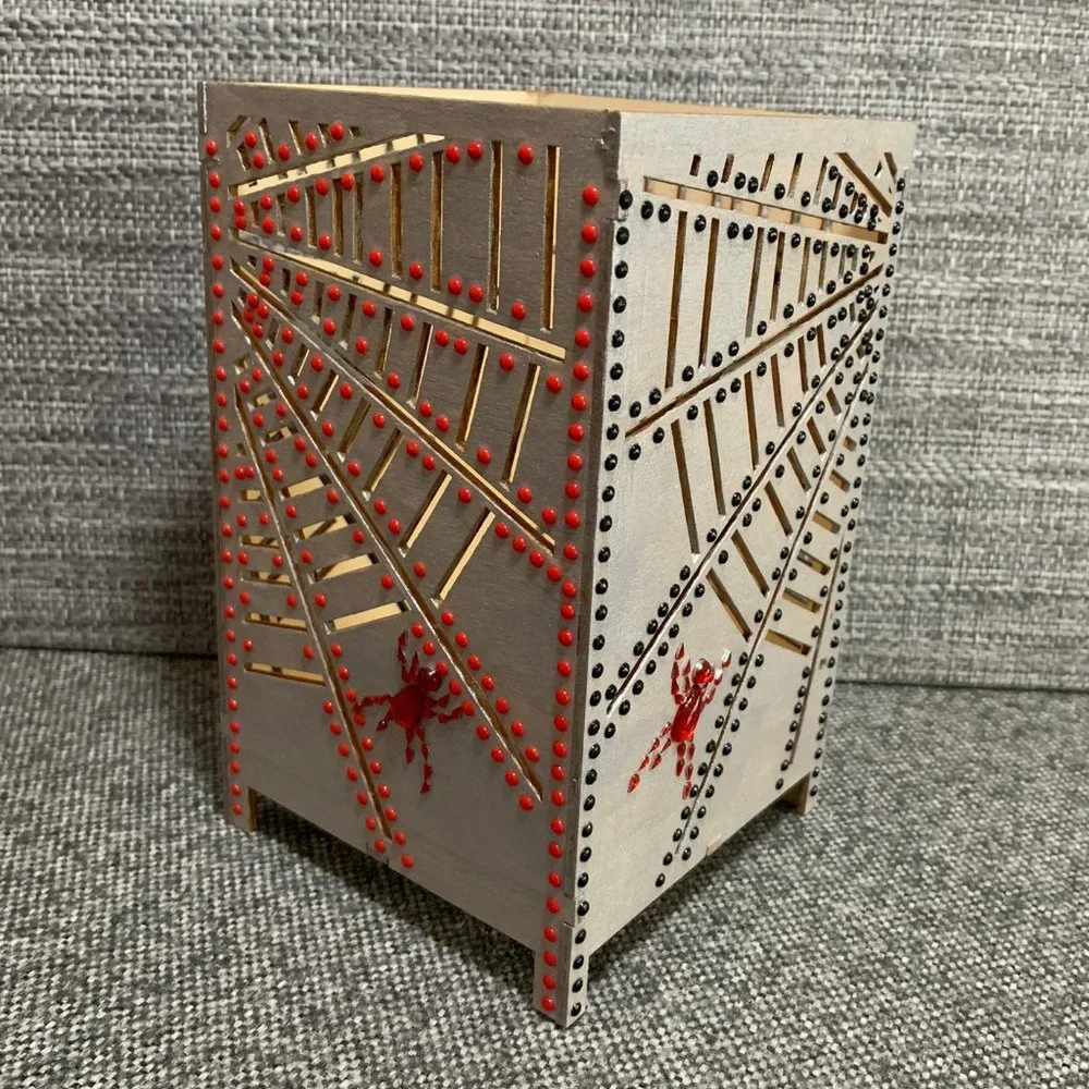 ⭐️Hand Painted Halloween Spiderweb Lantern
